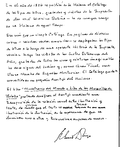 Manuscrito de Eliseo Diego